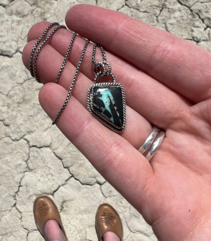 black rock pendant, nevada stargazing, song dog silver, made in nevada