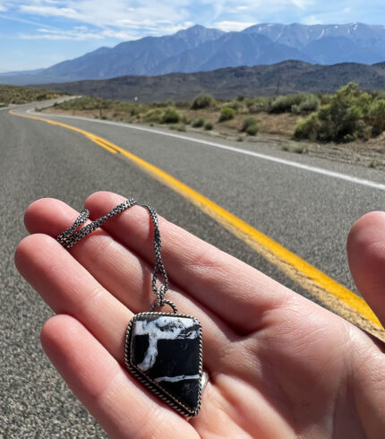white buffalo pendant, white buffalo nevada, nevada turquise, made in nevada, song dog silver, sydney martinez youtube