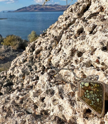 pyramid lake nevada, pyramid lake pendant, pyramid lake, lahontan cutthroat trout, song dog silver, sydney martinez