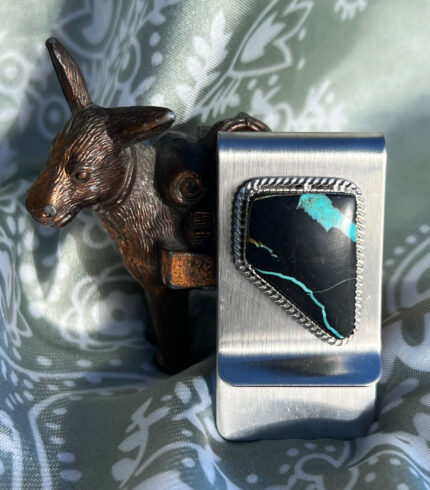 nevada turquoise money clip, song dog silver, made in nevada, nevada money clip, viking turquoise