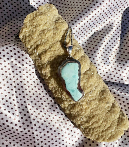 pyramid lake pendant, song dog silver, nevada mystic sage, nevada turquoise necklace