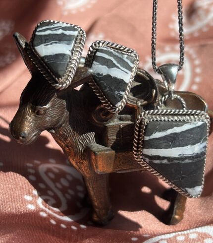 white buffalo pendant, white buffalo cufflinks, song dog silver