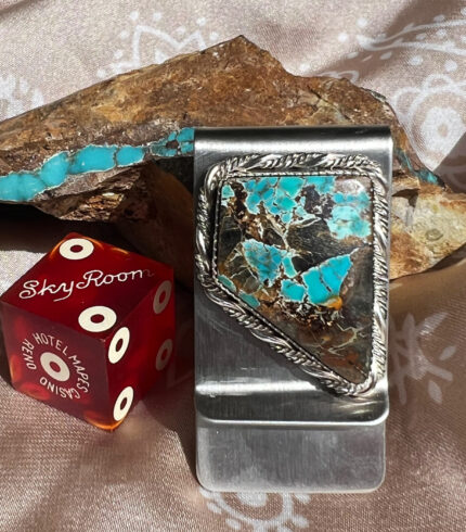 brannon blue turquoise, nevada turquoise, nevada turquoise money clip, nevada money clip, song dog silver
