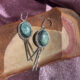 mystic sage turquoise, nevada turquoise earrings, song dog silver