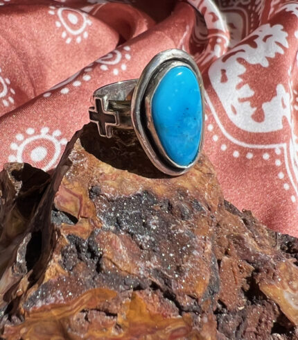 nevada ring, turquoise ring, song dog silver