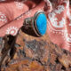 nevada ring, turquoise ring, song dog silver