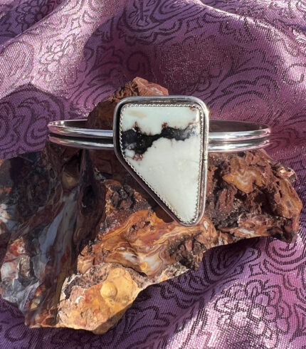 aloe variscite bracelet, song dog silver, made in nevada, sydney martinez