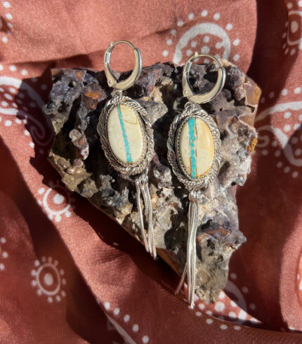 nevada turquoise earrings, royston turquoise, royston nevada, song dog silver