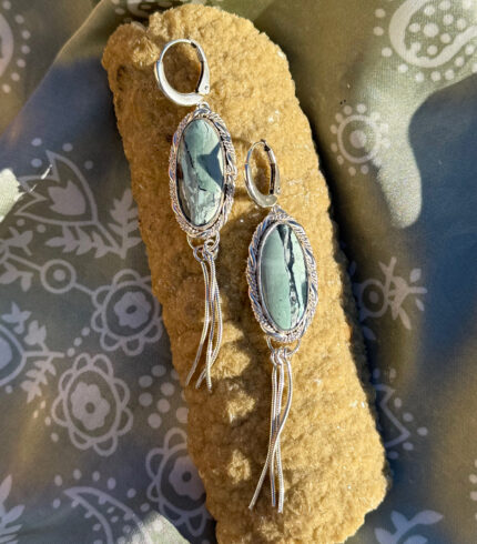 nevada turquoise earrings, song dog silver, nevada earrings, made in Nevada