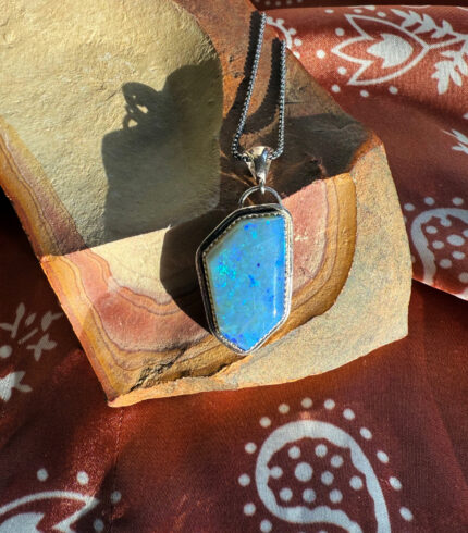 opal pendant, song dog silver, opal necklace,