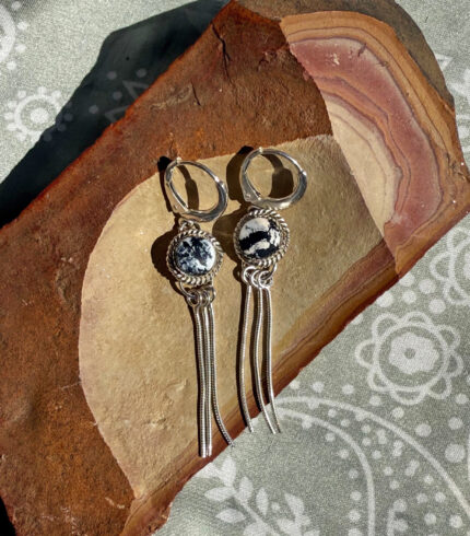 white buffalo, white buffalo earrings, song dog silver, nevada white buffalo