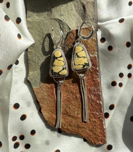 aloe turquoise earrings, song dog silver, nevada turquoise