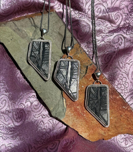 meteorite pendants, song dog silver, sydney martinez, custom order