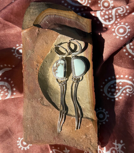 aloe turquoise earrings, song dog silver, made in nevada, sydney martinez, nevada turquoise