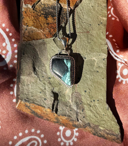 nevada turquoise necklace, song dog silver, made in nevada, nevada pendant