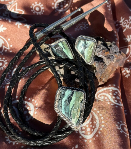 song dog silver, sydney martinez, nevada bolo tie, nevada turquoise, nevada cufflinks