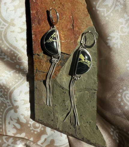 san pedro variscite, song dog silver, turquoise earrings