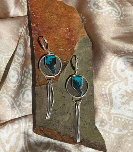 nevada turquoise, nevada turquoise earrings, song dog silver, sydney martinez
