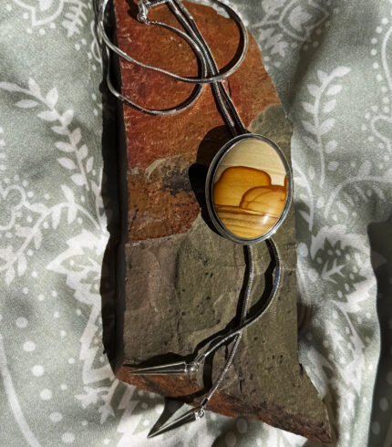 picture jasper, song dog silver, nevada bolo necklace
